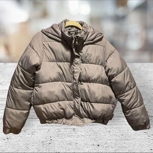 Missguided Women’s Silver Puffer Jacket/ W Hood